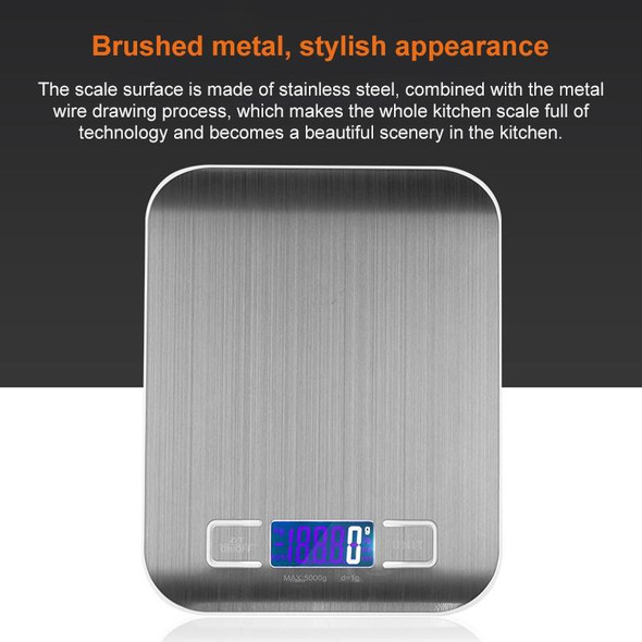Stainless Steel Small Food Electronic Scale Kitchen Portable Baking Electronic Scale, Colour: 5kg/1g (Battery Model Rose Gold)
