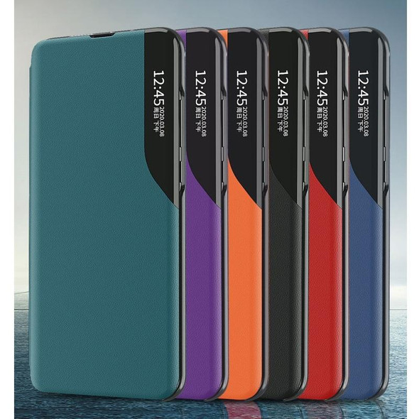 Samsung Galaxy S20 FE/S20 Lite Side Display Magnetic Shockproof Horizontal Flip Leather Case with Holder(Orange)