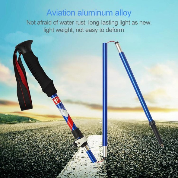 5 Node Portable Foldable Aluminium Alloy Alpenstocks Trekking Poles, Folding Length : 28.5CM (Black)