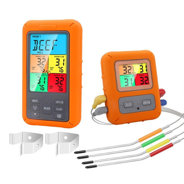 TS-TP40-X Wireless Color Screen Electronic Digital Food Thermometer(Orange)