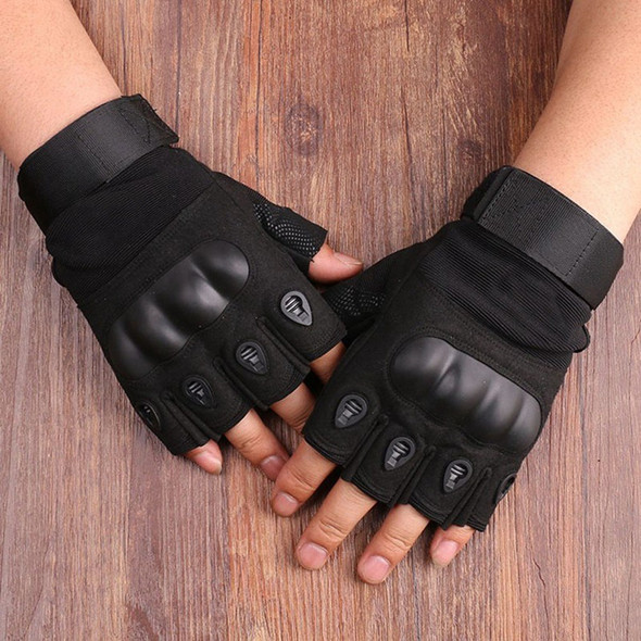 One Pair Cycling Gloves Mountain Bike Gloves with Hard Shell Outdoor Half Finger Workout Gloves Cycling Equipment - Black/M