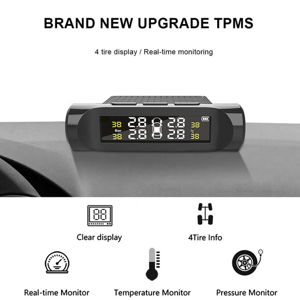 Car TPMS Tyre Pressure Monitoring System Digital LCD Display Auto Security Tyre Pressure Alarm System