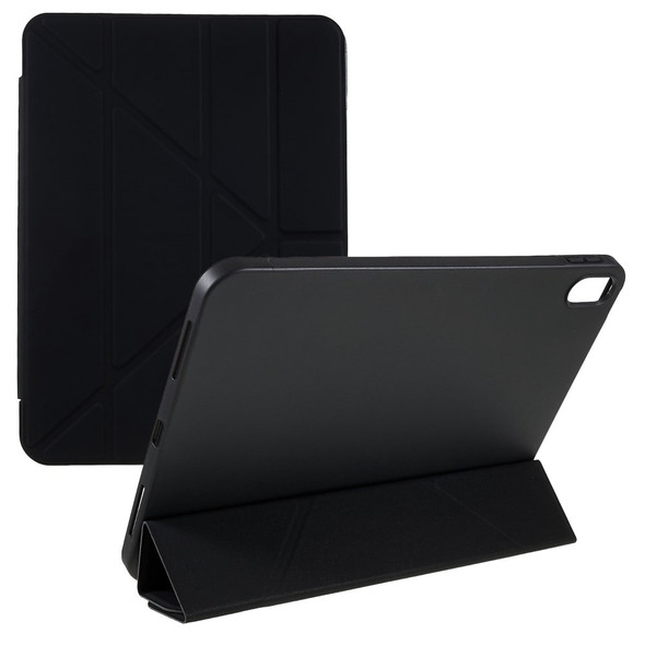 For iPad 10.9 (2022) Shockproof Tablet Case Auto Wake  /  Sleep PU Leather Cover with Origami Stand - Black