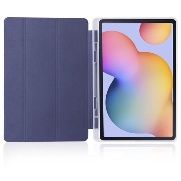 Samsung Galaxy Tab S6 Lite P610 3-folding Horizontal Flip PU Leather + Shockproof TPU Case with Holder & Pen Slot(Dark Blue)