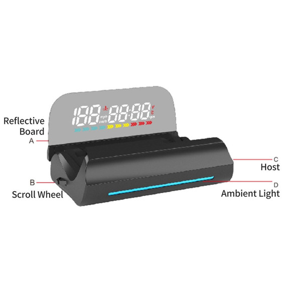 Car HUD Head Up Display with OBD2 Interface GPS Speedometer Digital Speed MPH Overspeed Alarm