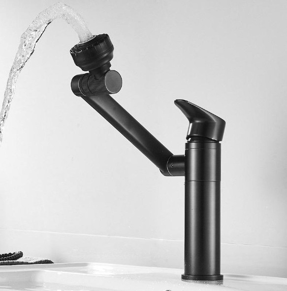 Universal Swivel Faucet Bathroom Hot & Cold Dual-Out Mode Faucet, Specification: Short HT-90560