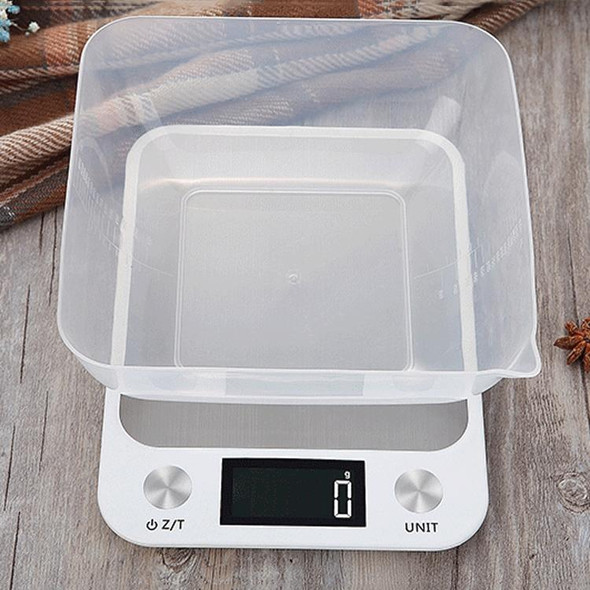 Small Kitchen Food Scale Stainless Steel Electronic Kitchen Scale 10kg/1g (Battery English Version White)