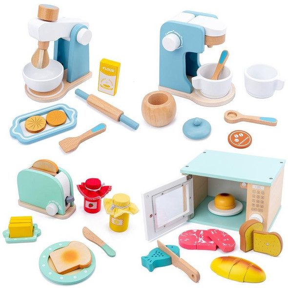 Children Simulation Kitchen Set Baby Wooden Food Cutting Pretend Play Toy Blender