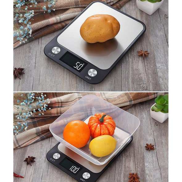 Small Kitchen Food Scale Stainless Steel Electronic Kitchen Scale 5kg/1g (Battery English Version White)