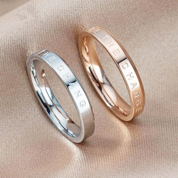 3 PCS Fashion Simple Narrow BE THECHANGE Ring Electroplated 18k Titanium Steel Couple Ring, Size: 9 US Size(Silver)