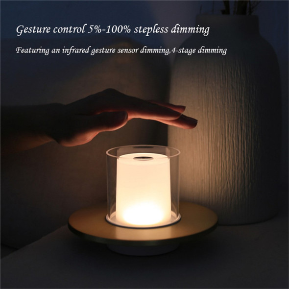 COMELY CANDLE 1140003 Infrared Induction Dimming Imitation Candlelight Design Warm White LED Night Light Rechargeable Table Lamp Home Decor - Gold