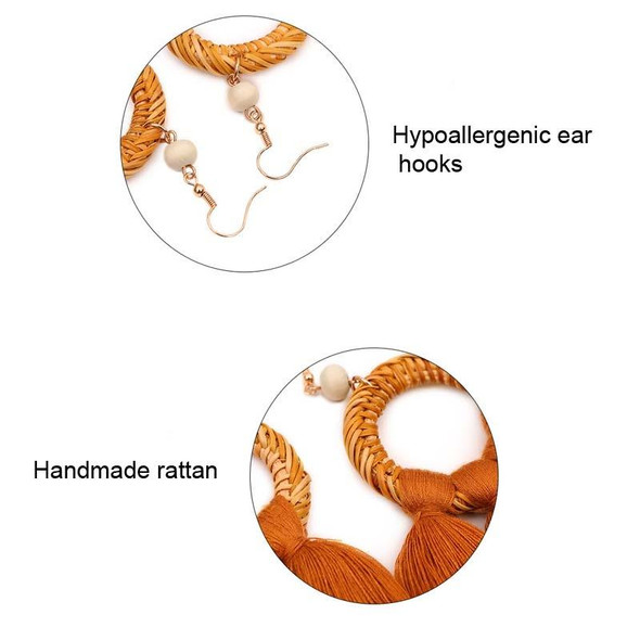 2 Pairs Ethnic Style Cotton Tassel Earrings Exaggerated Earrings Long Earrings(Beige )