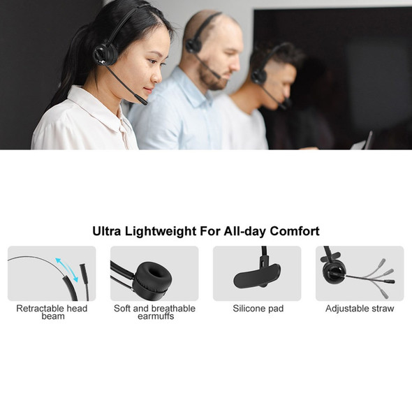 ANIVIA A8 Single Ear Bluetooth 5.0 Wireless Headphone Call Center Headset with Noise Cancelling Microphone and Charging Dock