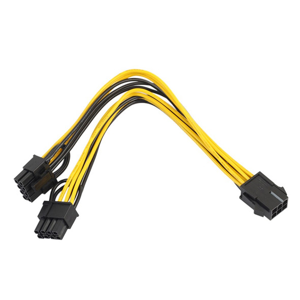 PCI-E 6-Pin to Dual 6+2-Pin (6-Pin/8-Pin) Splitter Cable Graphic Video Card 6-Pin to Dual 8-Pin Power Supply Cable 20cm