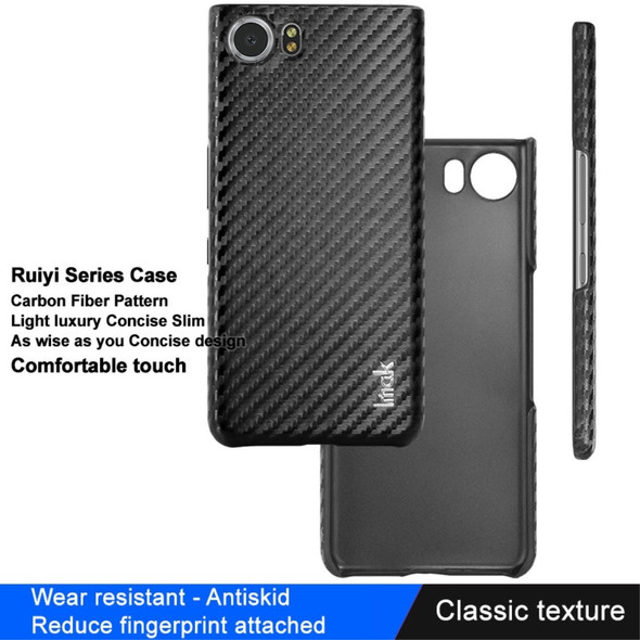 IMAK Ruiyi Series for BlackBerry Keyone / DTEK70 Carbon Fiber Texture PU Leather Coated PC Case Drop-proof Cell Phone Cover