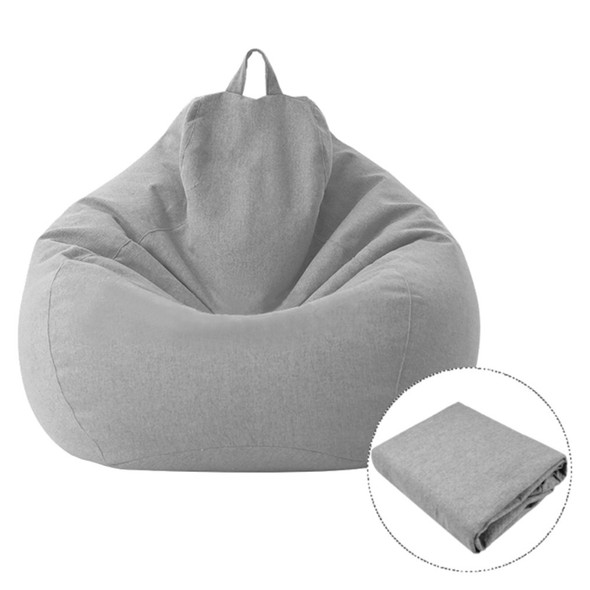 70x80cm Lazy Sofa Cloth Cover Lounger Seat Bean Bag Chair Tatami Pouf Puff Couch Protective Cover with Handle - Light Grey