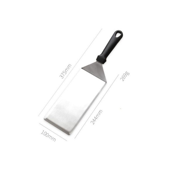 2 PCS Stainless Steel Pizza Spatula Multi-function Pancake Spatula, Specification: 375mm (Square)