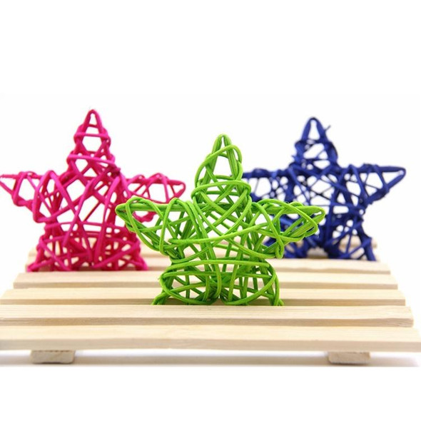 10 PCS 6cm Artificial Straw Ball DIY Decoration Rattan Stars Christmas Decor Home Ornament Supplies(Green )