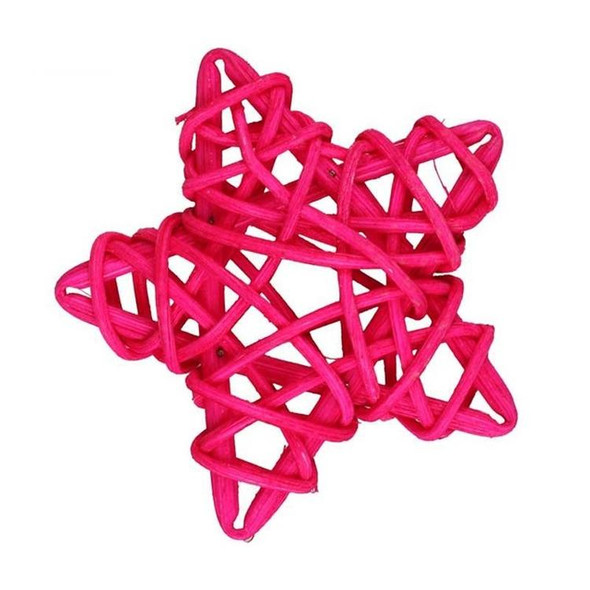 10 PCS 6cm Artificial Straw Ball DIY Decoration Rattan Stars Christmas Decor Home Ornament Supplies(Pink)