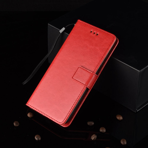 Crazy Horse Texture Phone Case for Xiaomi Poco F4 GT/Redmi K50 Gaming, PU Leather Stand Wallet Shockproof Flip Cover - Red