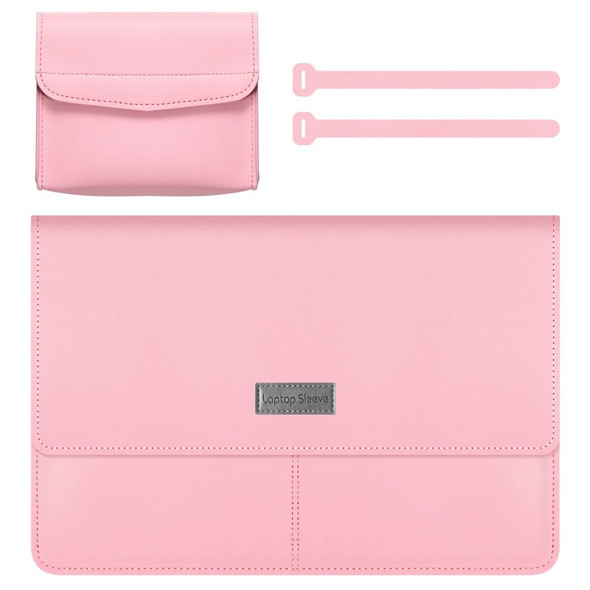 11-12 Inch Laptop Storage Bag for MacBook Anti-scratch PU Leather Notebook Computer Sleeve Mouse Pad - Pink