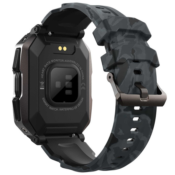 C20 1.71" TFT Screen Smart Watch Outdoor IP68 Waterproof Sports Watch with Heart Rate Blood Oxygen Monitoring - Black Camouflage