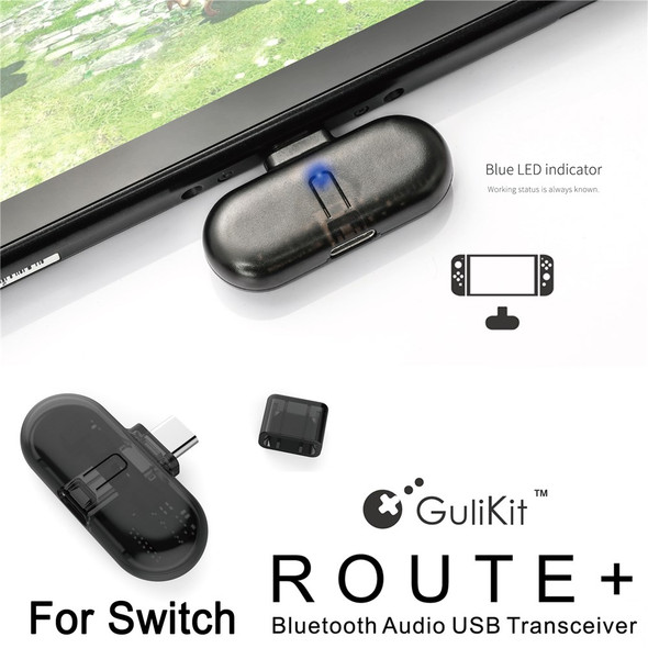 GULIKIT Route+ Wireless Bluetooth Type-C USB Adapter Audio Transmitter for Nintendo Switch Real-time Audio Sync
