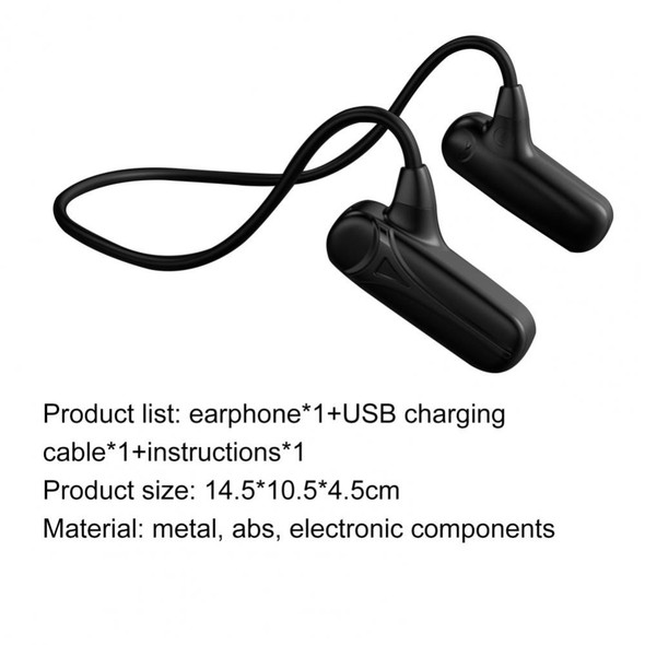 F1 Bone Conduction Wireless Bluetooth 5.0 Neckband Headphone Calling Music Earphone Sport Headset - Black