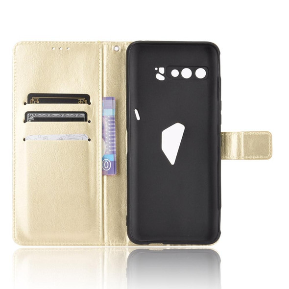 Asus ROG Phone 3 ZS661KS Retro Crazy Horse Texture Horizontal Flip Leatherette Case , with Holder & Card Slots & Photo Frame(Gold)