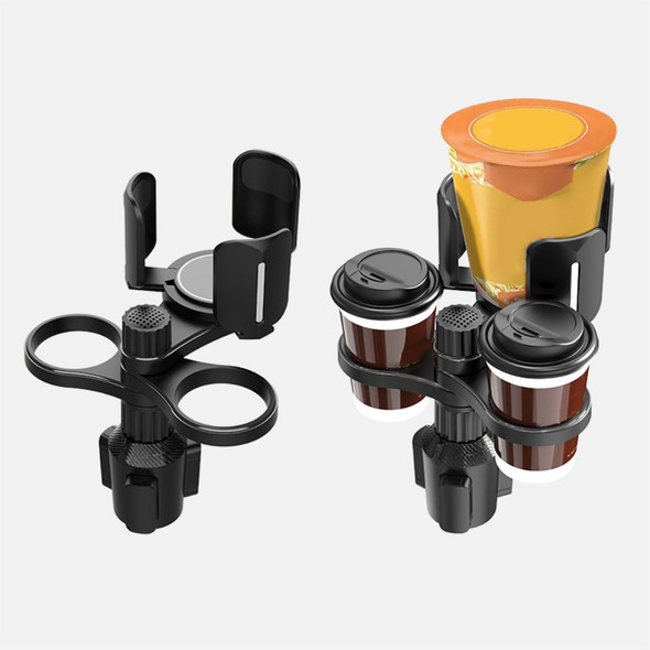 Multifunctional Car Cup Holder Expander Adapter Adjustable Organizer for Snack Bottles Coffee Cups Drinks - Black