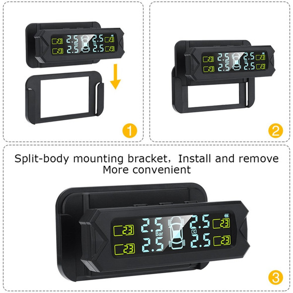 Wireless Tire Pressure Monitoring System Solar Powered TPMS 5 Alarm Modes Tire Pressure