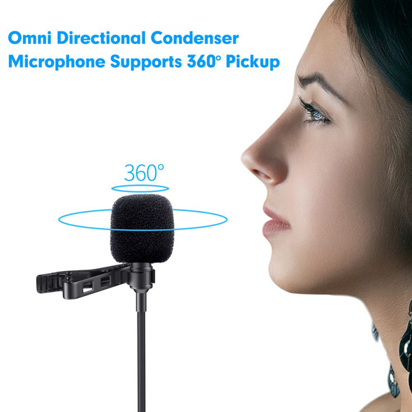 MAMEN KM-D1 Lavalier Condenser Mini Microphone Cilp-on Lapel Mic for Phone/Camera DSLR Camcorder Vlog Video