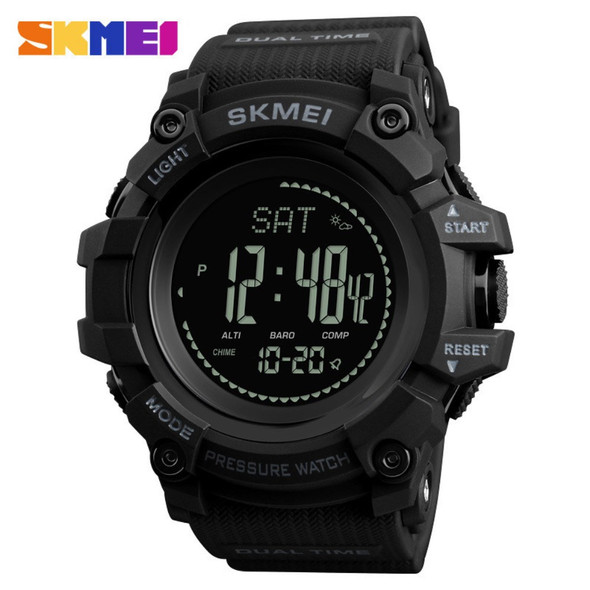 SKMEI Mens Sports Digital Watch Pedometer Altimeter Barometer Weather Watch - Black