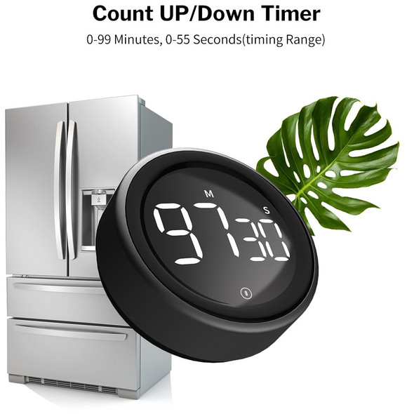 5250 Rotating Digital Kitchen Timer Magnetic Cooking Timer LED Counter Alarm Stopwatch Mechanical Electronic Timer for Baking Study Restaurant