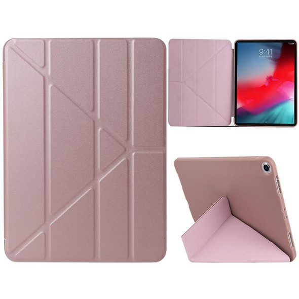 Millet Texture PU+ Silica Gel Full Coverage Leather Case for iPad Air (2019) / iPad Pro 10.5 inch, with Multi-folding Holder(Rose Gold)