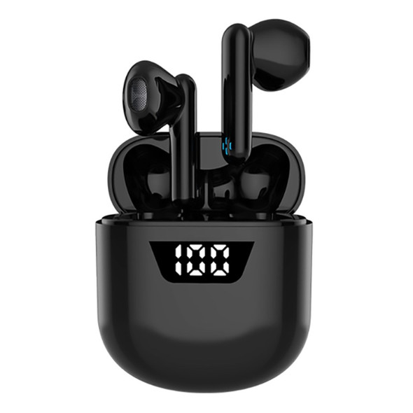 P66 TWS Bluetooth Wireless Earphones Earbuds Waterproof Sports Stereo Music Calling Headset with Digital Display Charging Case - Black