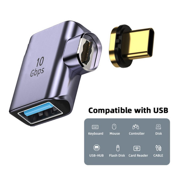 UC-028-AF Magnetic USB-C Male to USB-A Female Elbow Adapter 10Gbps Data Transfer Converter