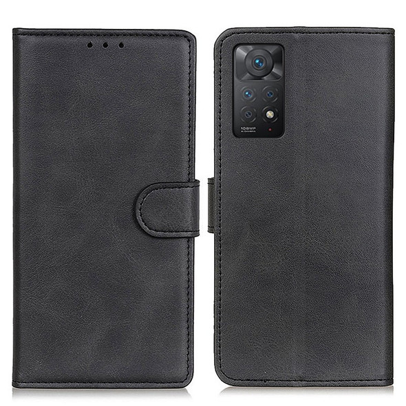 For Xiaomi Redmi Note 12 Pro 4G / 11 Pro 4G (MediaTek) / Note 11 Pro 5G (Qualcomm) Textured PU Leather Folio Case Stand Wallet Magnetic Flip Cover - Black