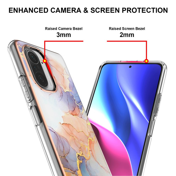 Soft TPU Shockproof Electroplating IMD Protective Phone Case for Xiaomi Mi 11i / Poco F3 / Redmi K40 / K40 Pro - Milky Way Marble White