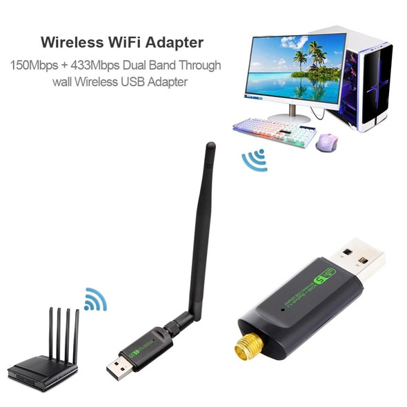 Bluetooth WiFi Adapter USB Antenna Dongle Ethernet 600Mbps Dual Band Wireless Network Card