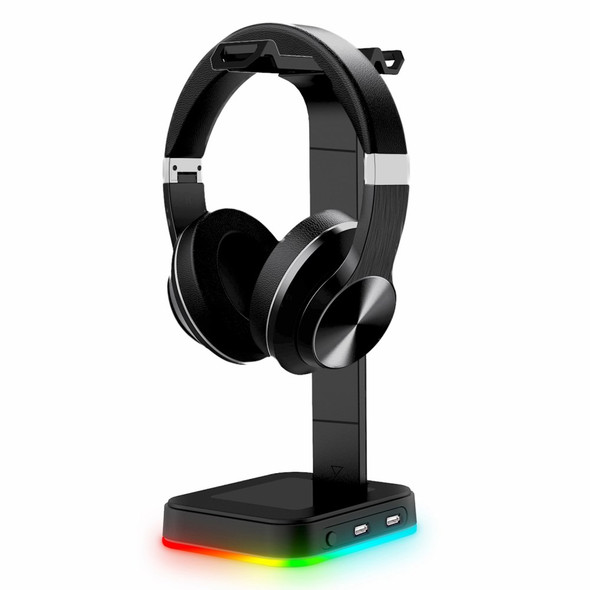 RGBD9  RGB Color Changing Light Headset Rack Holder Dual USB Hub Gaming Headset Display Stand