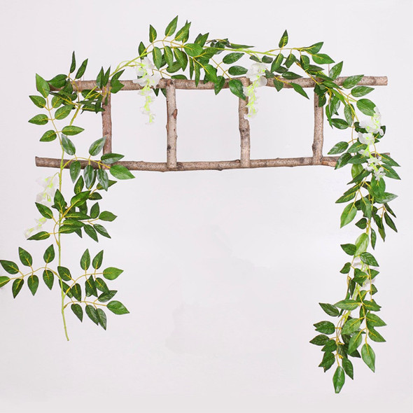 2m Artificial Wisteria Vine Garland Plant Foliage Outdoor/Home Trailing Flower - White