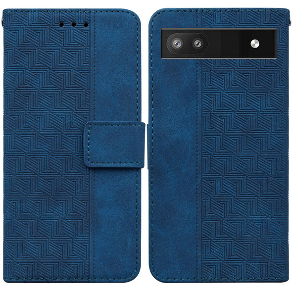 Google Pixel 6a Geometric Embossed Leather Phone Case(Blue)