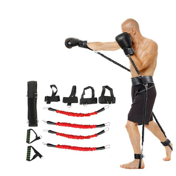 Bounce Trainer Fitness Resistance Band Boxing Suit Latex Tube Tension Rope Leg Waist Trainer, Weight: 120 Pounds(Red)