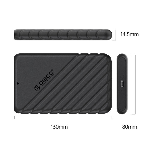 ORICO 25PW1C-C3 2.5" External Storage HDD Enclosure SATA 6Gbps High Speed HDD SSD Hard Drive Enclosure Support 6TB with Type-C to Type-C Cable - Black