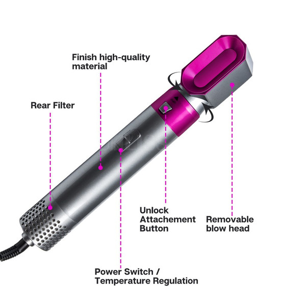 ZZ-618 5-in-1 MultiFunctional Hair Dryer Comb Hot Air Styler Comb Hair Styling Brush Hair Styling Tool - US Plug