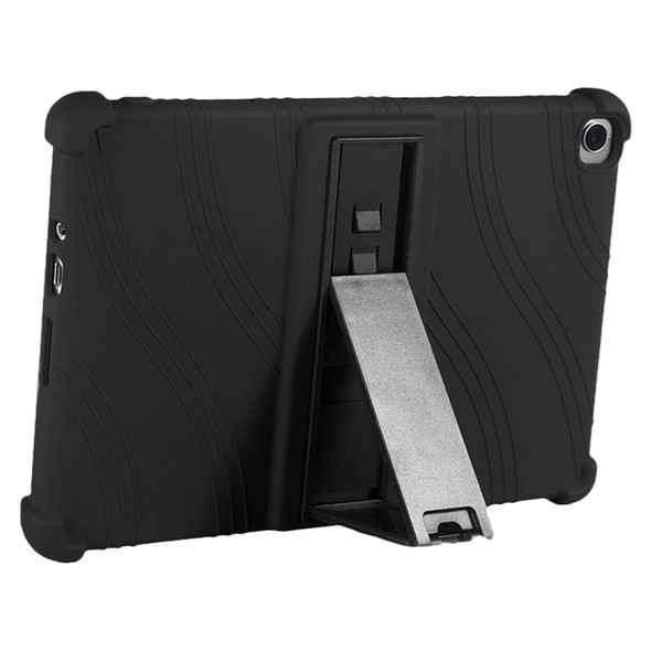 For Huawei MatePad SE 10.4-inch Soft Silicone Tablet Case PC Kickstand Shock-absorbing Tablet Cover - Black