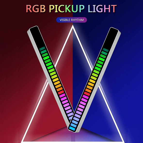 D09-RGB RGB Voice-activated Rhythm Pickup Light Sound Control Music Audio Atmosphere Light with APP for Car Home Decoration (40 Lamp Beads, USB Power) - Black