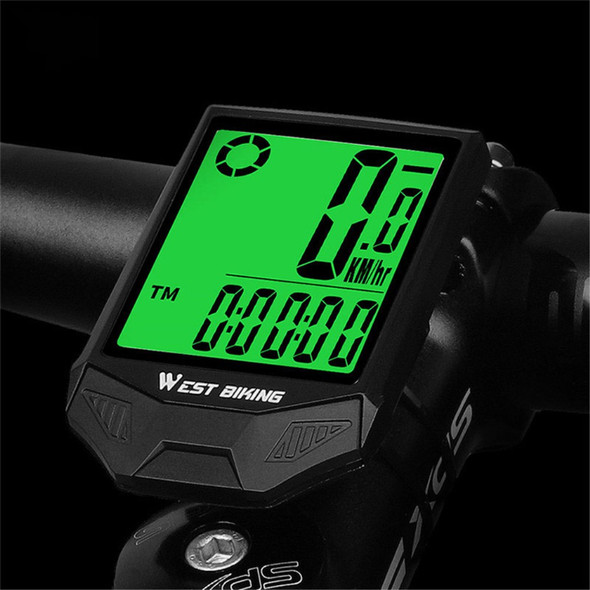 WEST BIKING Wireless Bicycle Computer Waterproof Dual Backlight Cycling Speedometer with Extension Bracket - Green Backlight
