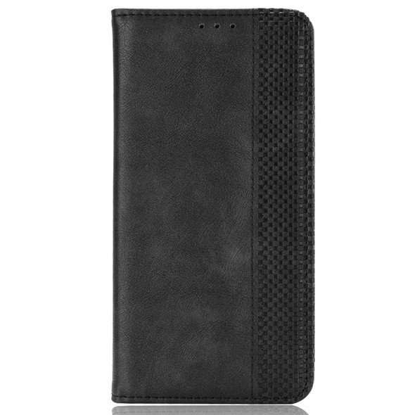 For Motorola Moto G62 5G Retro Texture Leather Flip Phone Case TPU Inner Shell Stand  Magnetic Absorption Folio Wallet Cover- Black